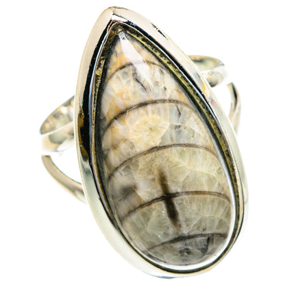 Orthoceras Fossil Rings handcrafted by Ana Silver Co - RING82104