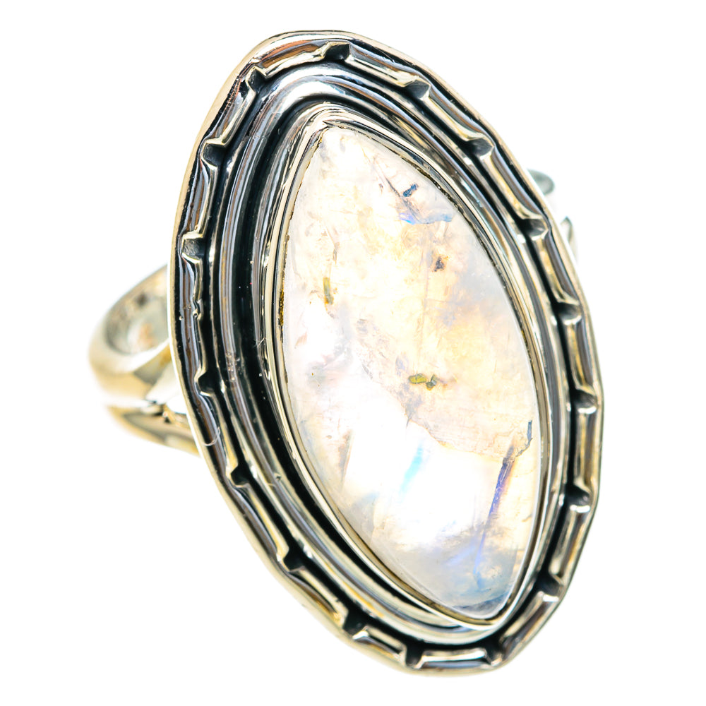 Rainbow Moonstone Rings handcrafted by Ana Silver Co - RING82134