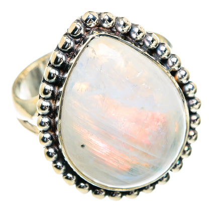 Rainbow Moonstone Rings handcrafted by Ana Silver Co - RING82135
