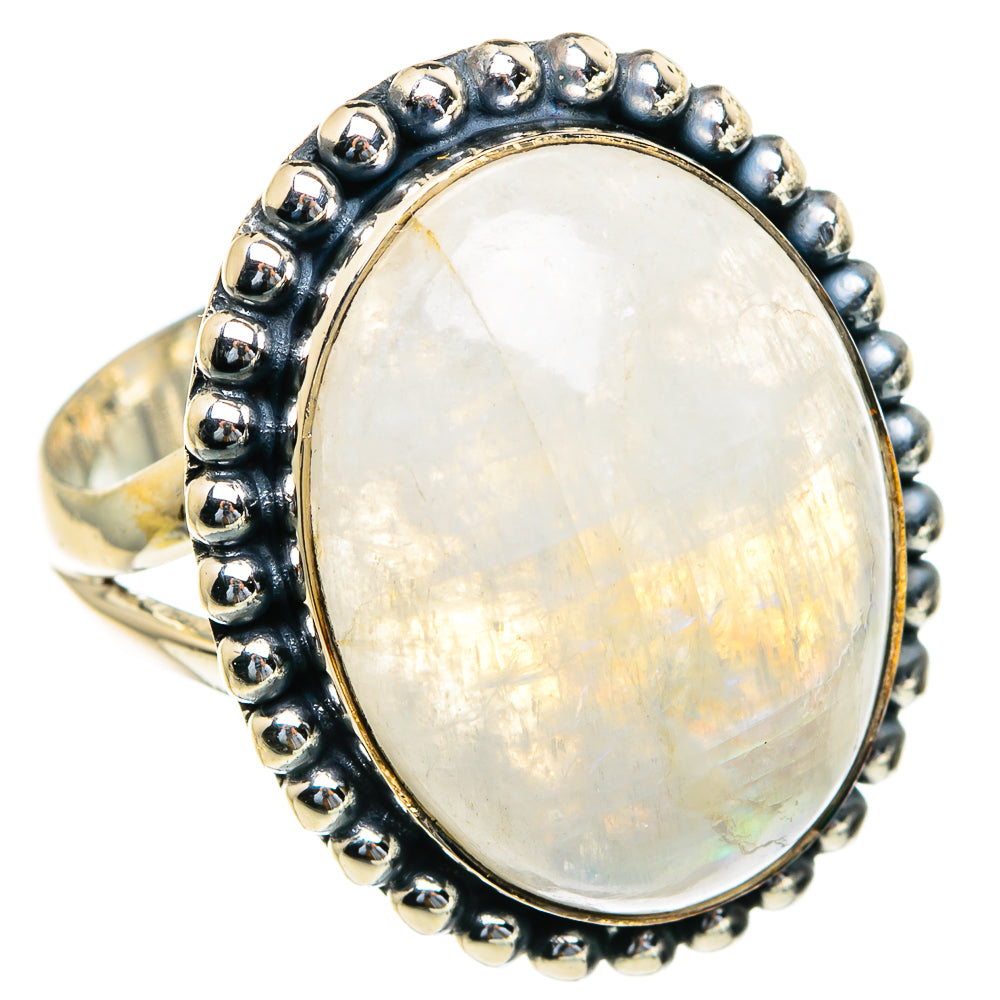 Rainbow Moonstone Rings handcrafted by Ana Silver Co - RING82137
