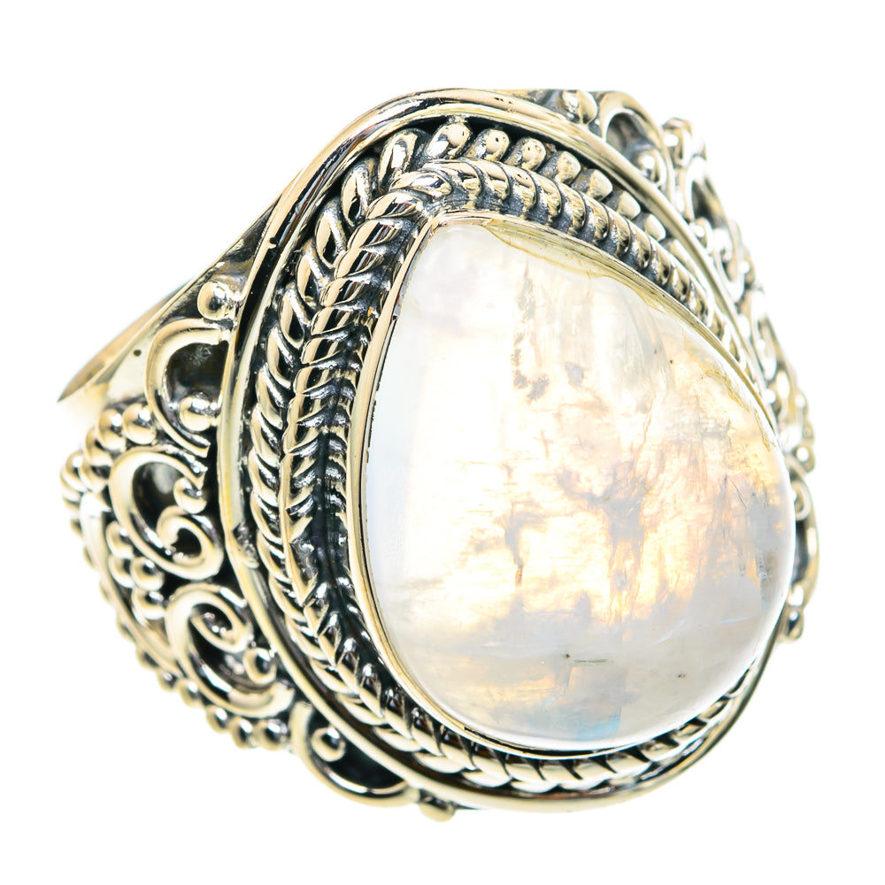 Rainbow Moonstone Rings handcrafted by Ana Silver Co - RING82174