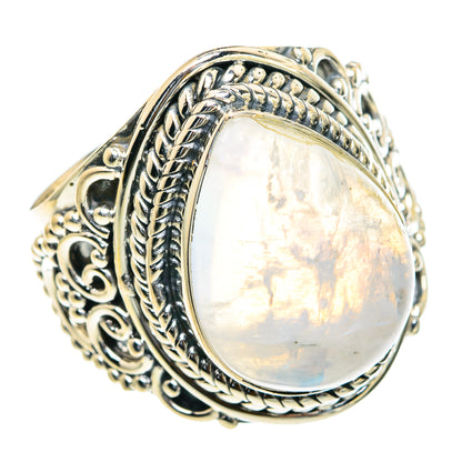 Rainbow Moonstone Rings handcrafted by Ana Silver Co - RING82174