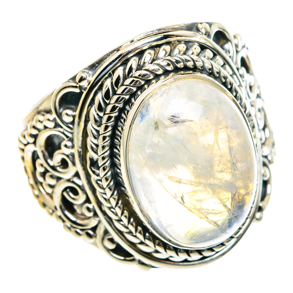 Rainbow Moonstone Rings handcrafted by Ana Silver Co - RING82254