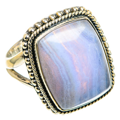 Blue Lace Agate Rings handcrafted by Ana Silver Co - RING82256