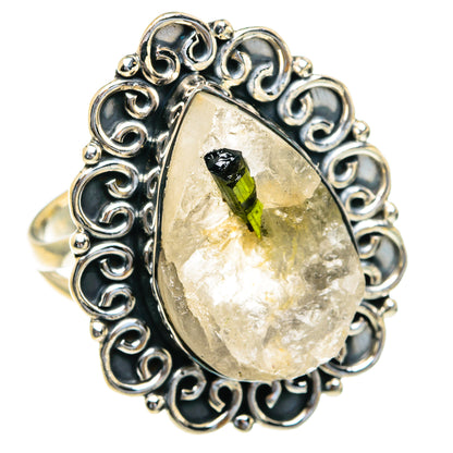 Green Tourmaline In Quartz Rings handcrafted by Ana Silver Co - RING82257