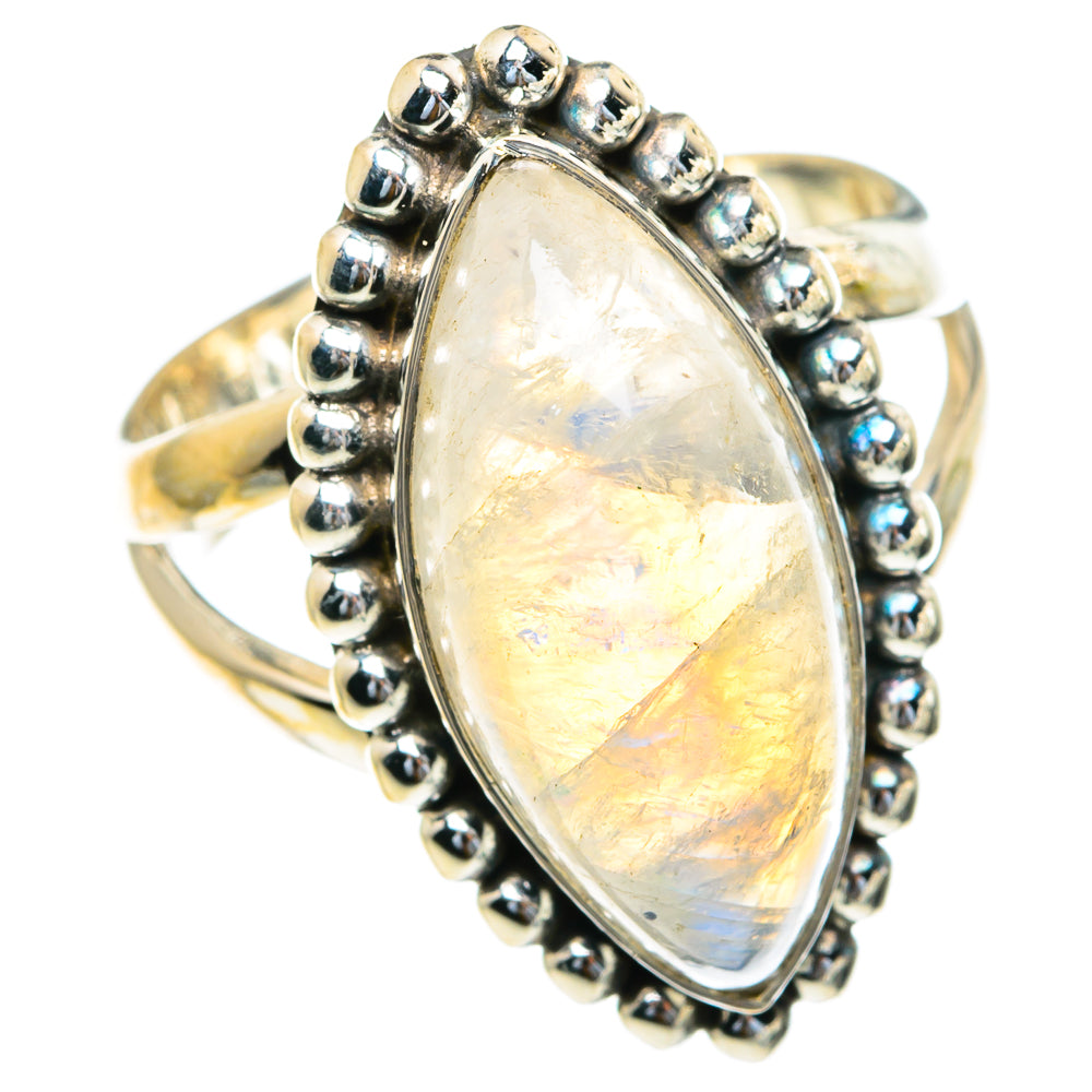 Rainbow Moonstone Rings handcrafted by Ana Silver Co - RING82258