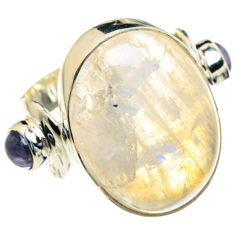 Rainbow Moonstone Rings handcrafted by Ana Silver Co - RING82305