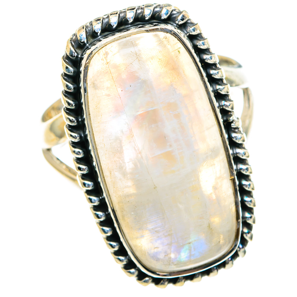 Rainbow Moonstone Rings handcrafted by Ana Silver Co - RING82308