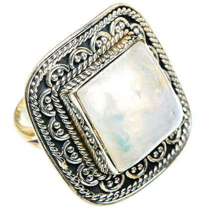 Rainbow Moonstone Rings handcrafted by Ana Silver Co - RING82346