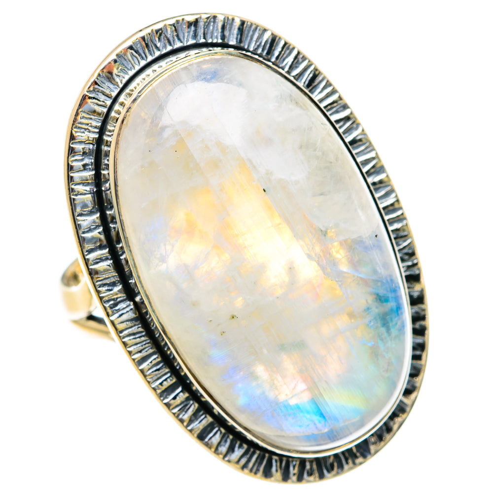 Rainbow Moonstone Rings handcrafted by Ana Silver Co - RING82350