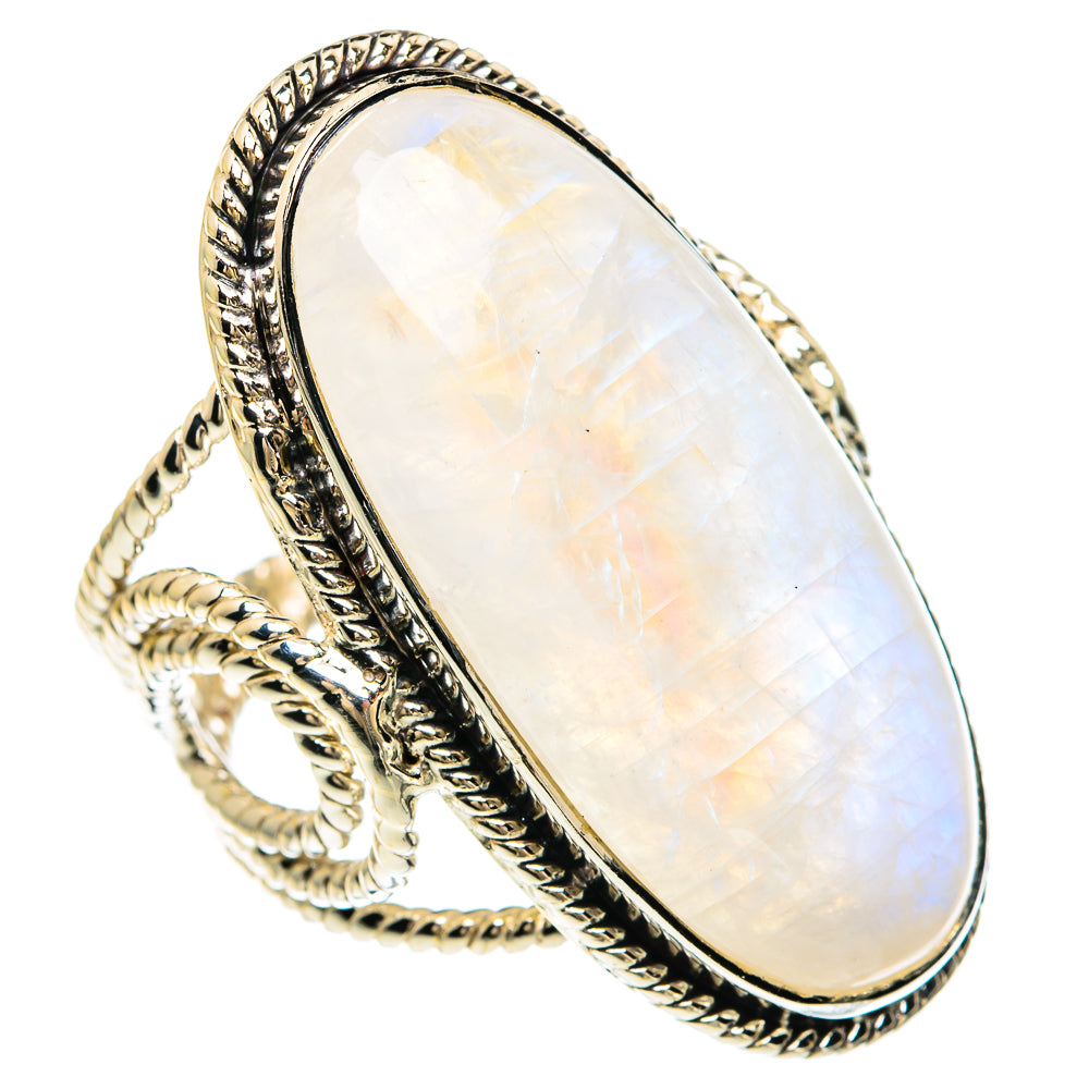 Rainbow Moonstone Rings handcrafted by Ana Silver Co - RING82385