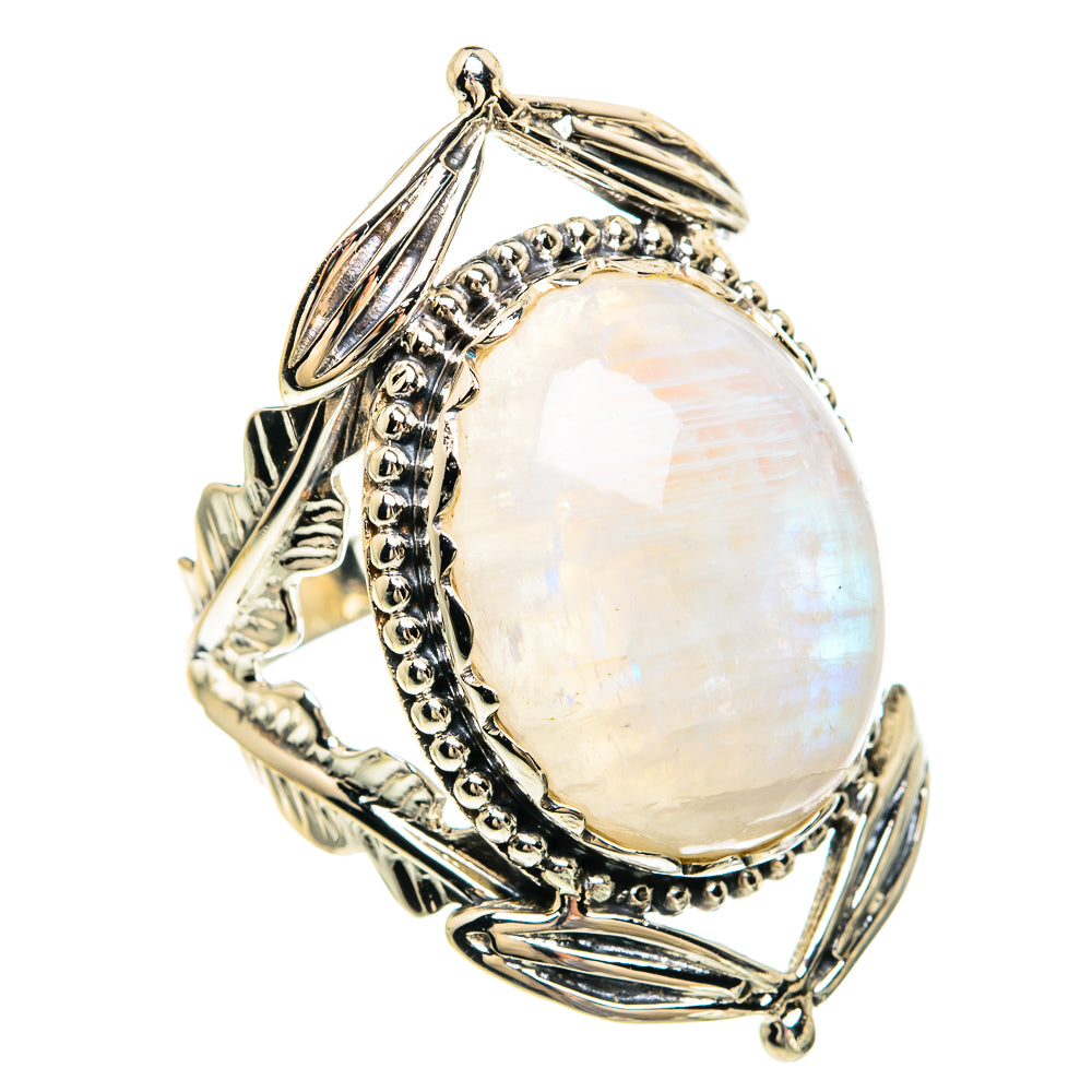 Rainbow Moonstone Rings handcrafted by Ana Silver Co - RING82386