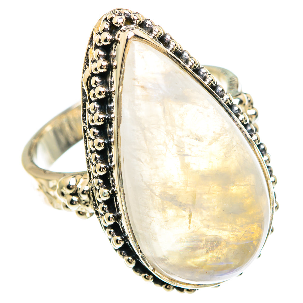 Rainbow Moonstone Rings handcrafted by Ana Silver Co - RING82409