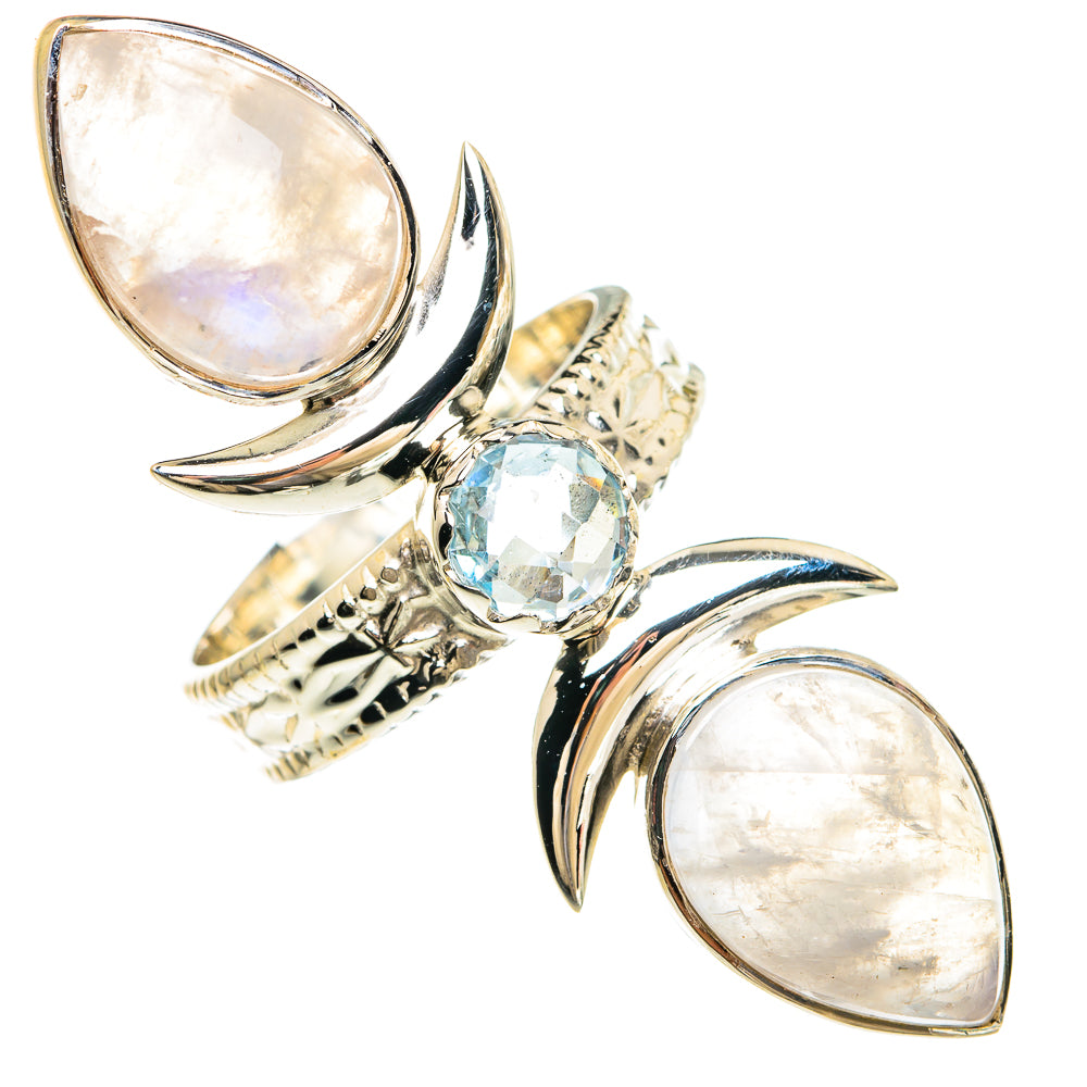 Rainbow Moonstone Rings handcrafted by Ana Silver Co - RING82411