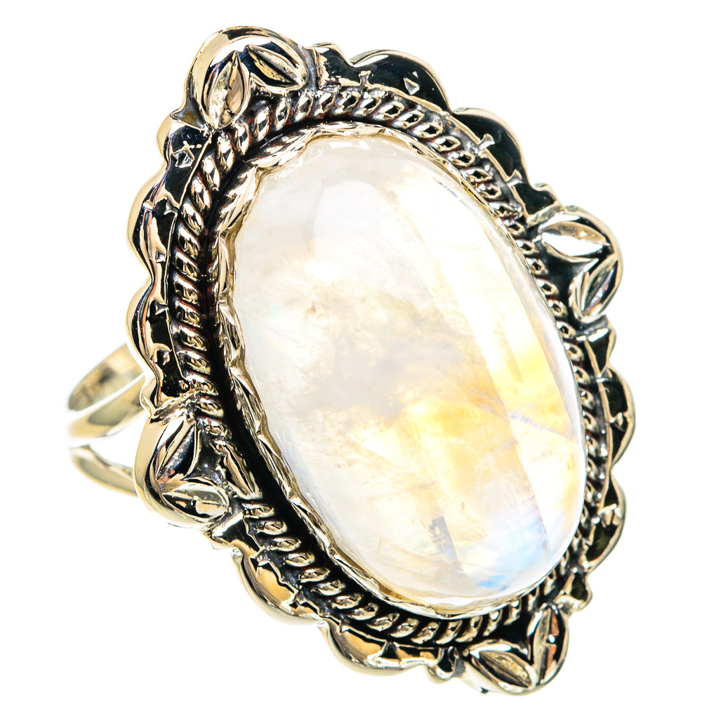 Rainbow Moonstone Rings handcrafted by Ana Silver Co - RING82412