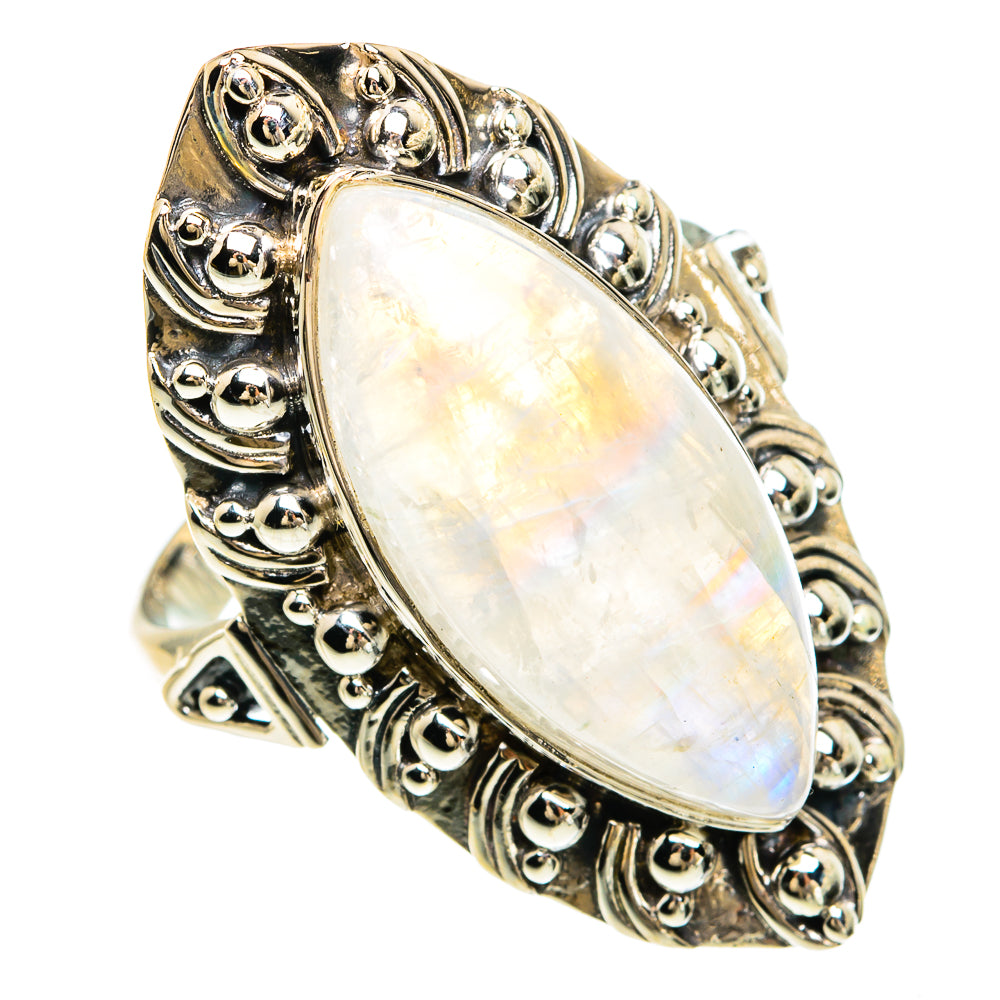 Rainbow Moonstone Rings handcrafted by Ana Silver Co - RING82437