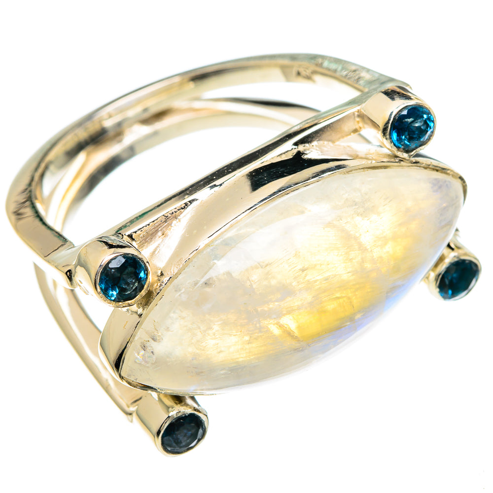 Rainbow Moonstone Rings handcrafted by Ana Silver Co - RING82439