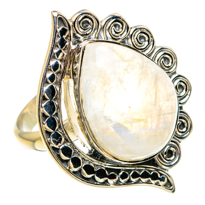 Rainbow Moonstone Rings handcrafted by Ana Silver Co - RING82448