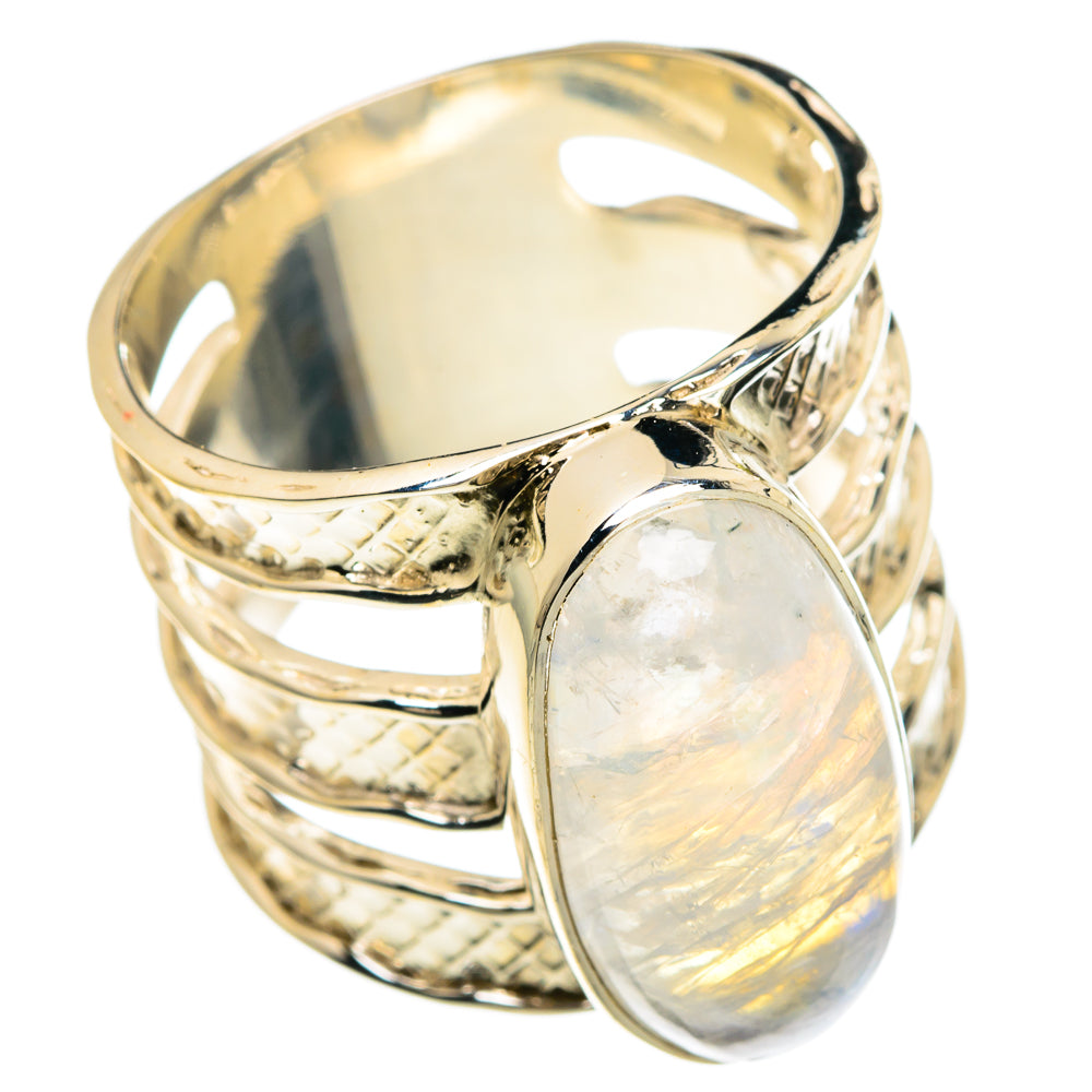 Rainbow Moonstone Rings handcrafted by Ana Silver Co - RING82449