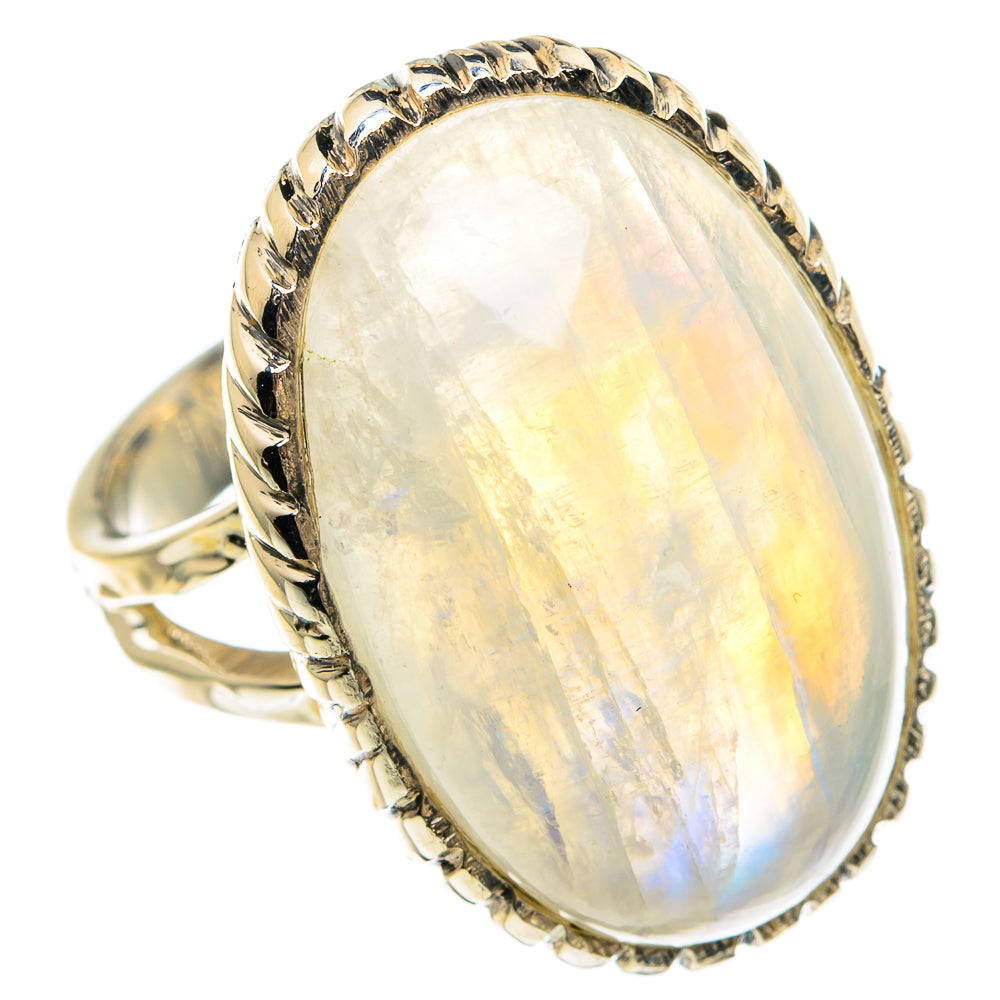 Rainbow Moonstone Rings handcrafted by Ana Silver Co - RING82450