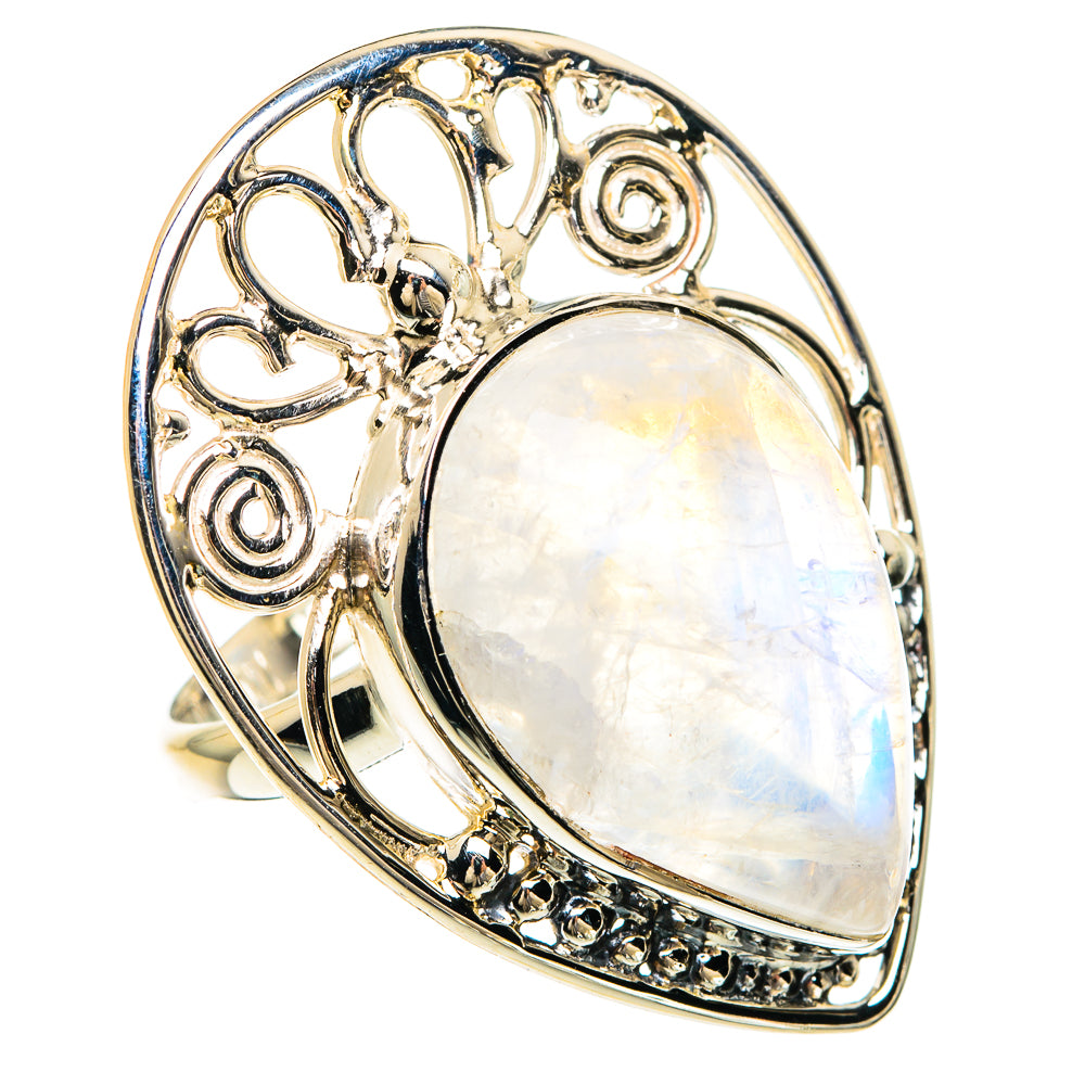 Rainbow Moonstone Rings handcrafted by Ana Silver Co - RING82451