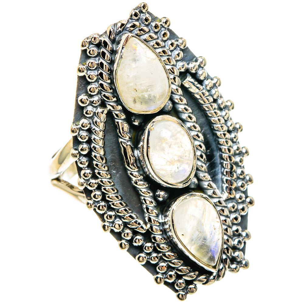 Rainbow Moonstone Rings handcrafted by Ana Silver Co - RING82486