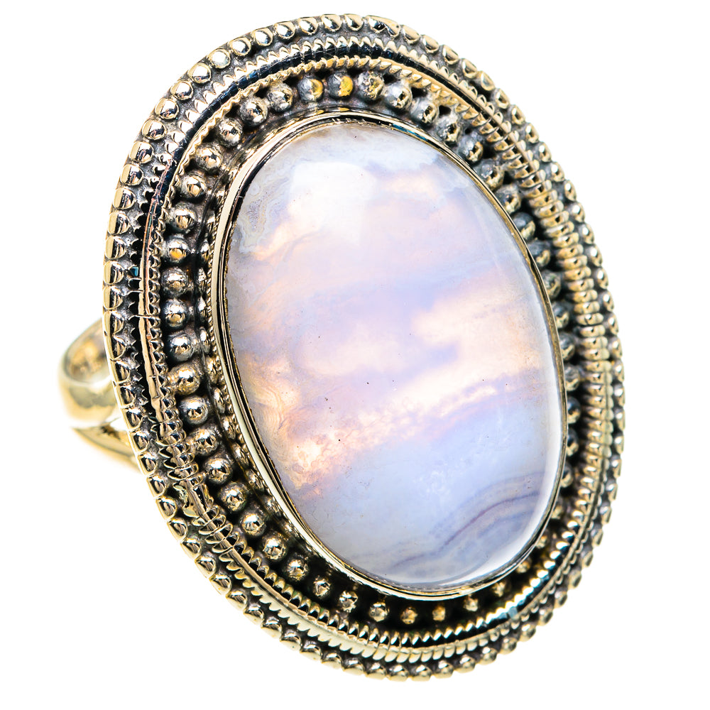 Blue Lace Agate Rings handcrafted by Ana Silver Co - RING82487