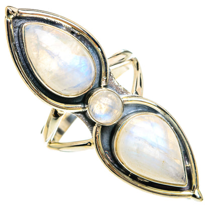 Rainbow Moonstone Rings handcrafted by Ana Silver Co - RING82489