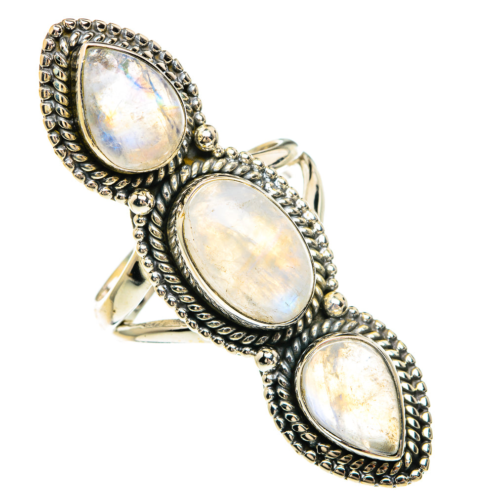 Rainbow Moonstone Rings handcrafted by Ana Silver Co - RING82492