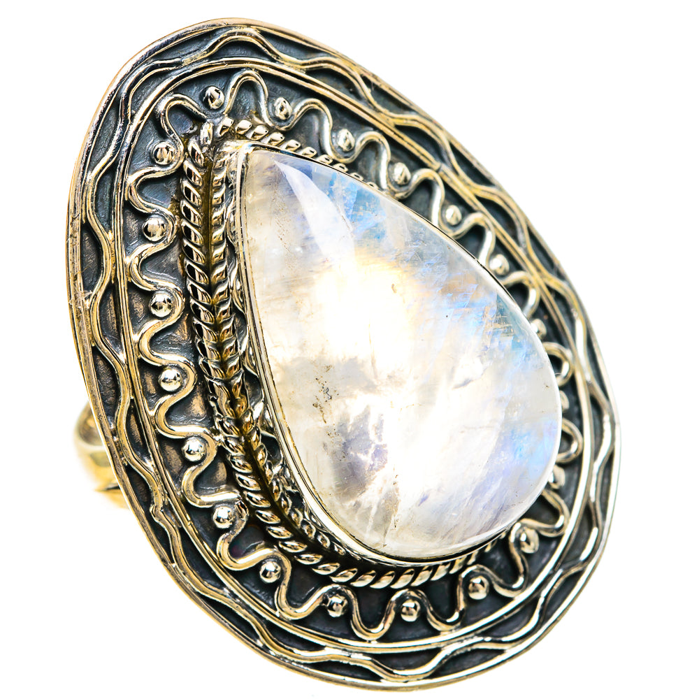 Rainbow Moonstone Rings handcrafted by Ana Silver Co - RING82529