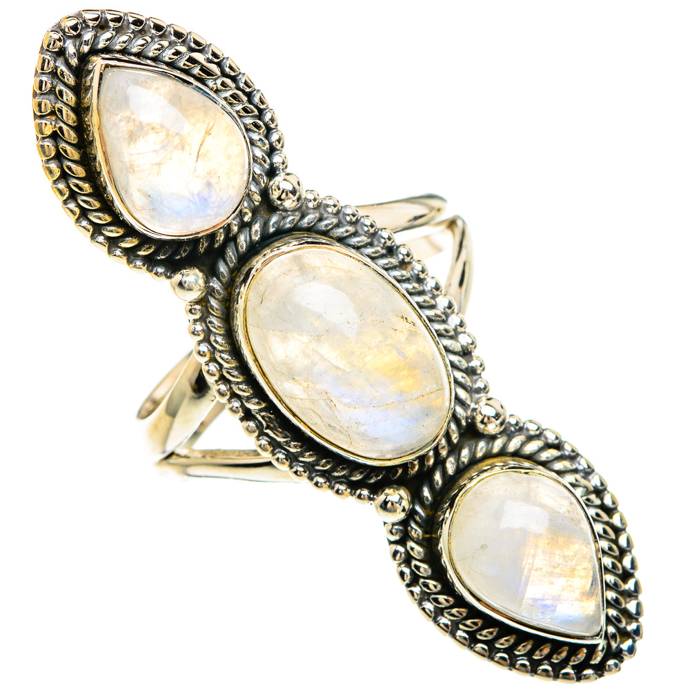 Rainbow Moonstone Rings handcrafted by Ana Silver Co - RING82530
