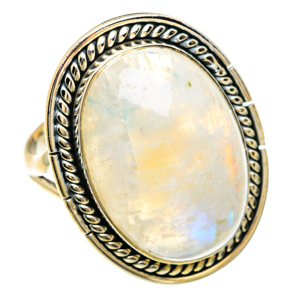 Rainbow Moonstone Rings handcrafted by Ana Silver Co - RING82531
