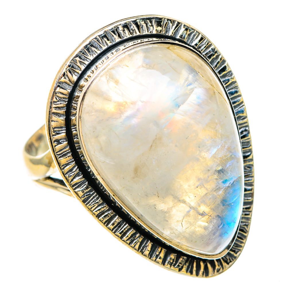 Rainbow Moonstone Rings handcrafted by Ana Silver Co - RING82558