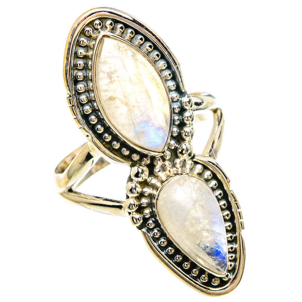 Rainbow Moonstone Rings handcrafted by Ana Silver Co - RING82559