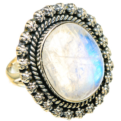 Rainbow Moonstone Rings handcrafted by Ana Silver Co - RING82560