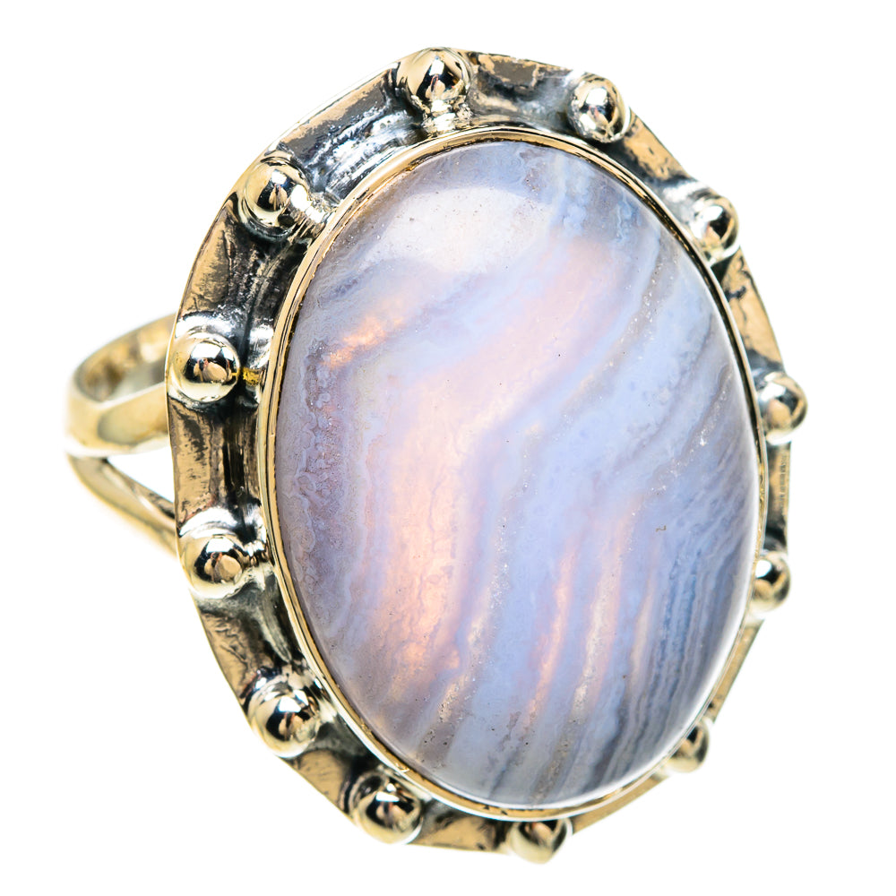 Blue Lace Agate Rings handcrafted by Ana Silver Co - RING82561
