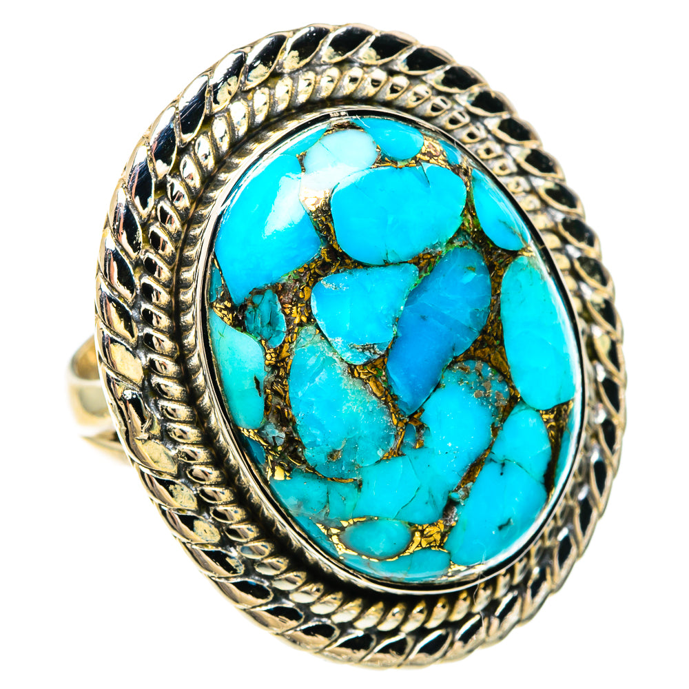 Blue Copper Composite Turquoise Rings handcrafted by Ana Silver Co - RING82567