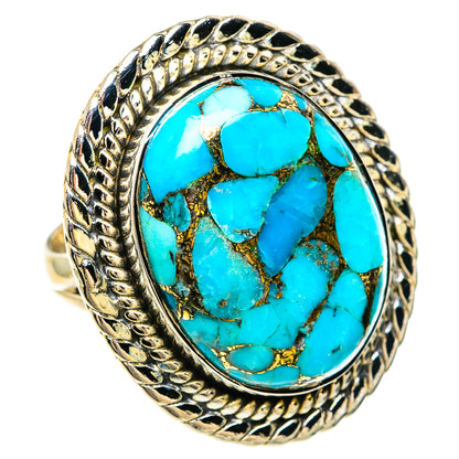 Blue Copper Composite Turquoise Rings handcrafted by Ana Silver Co - RING82567