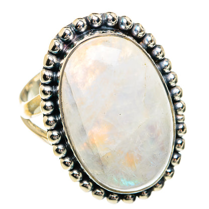 Rainbow Moonstone Rings handcrafted by Ana Silver Co - RING82598
