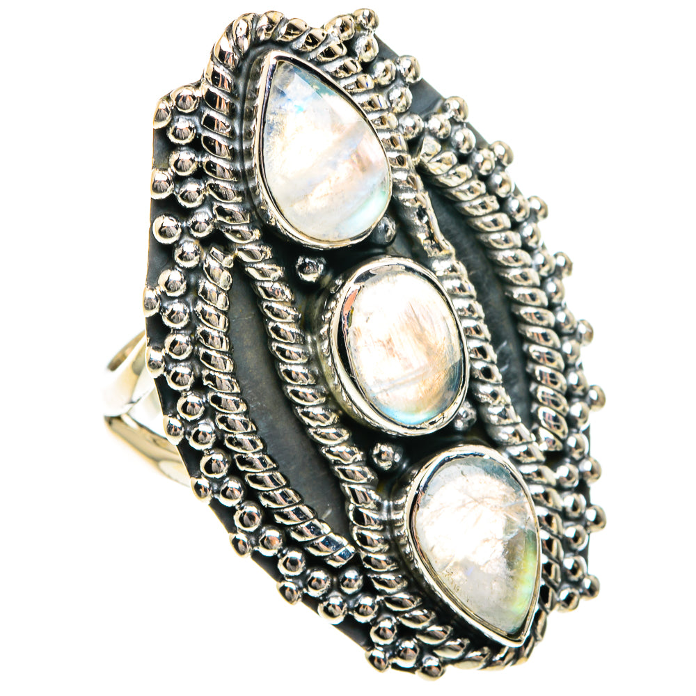 Rianbow Moonstone Rings handcrafted by Ana Silver Co - RING82600