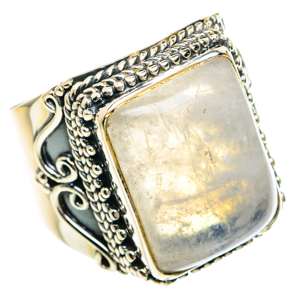 Rainbow Moonstone Rings handcrafted by Ana Silver Co - RING82602