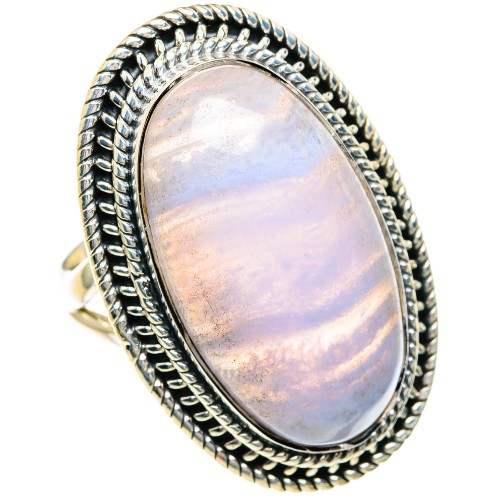 Blue Lace Agate Rings handcrafted by Ana Silver Co - RING82603