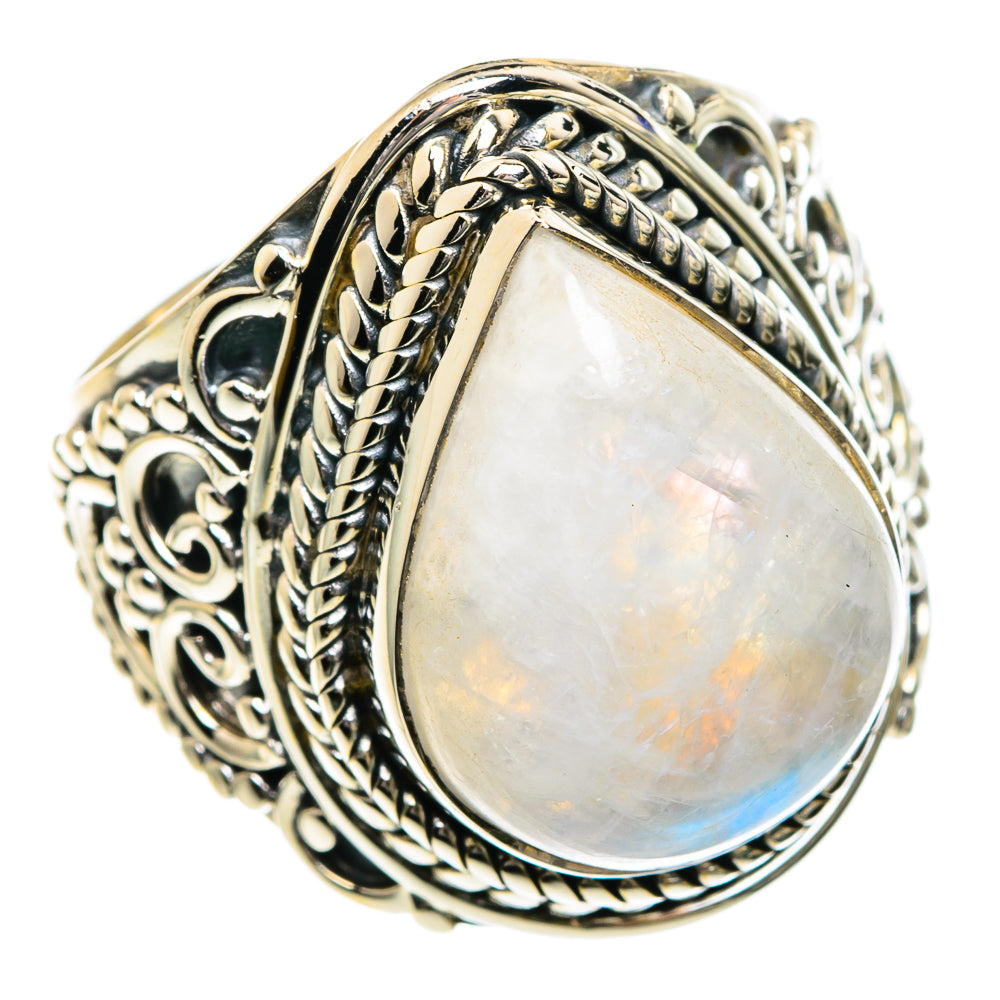 Rainbow Moonstone Rings handcrafted by Ana Silver Co - RING82630