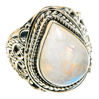 Rainbow Moonstone Rings handcrafted by Ana Silver Co - RING82630