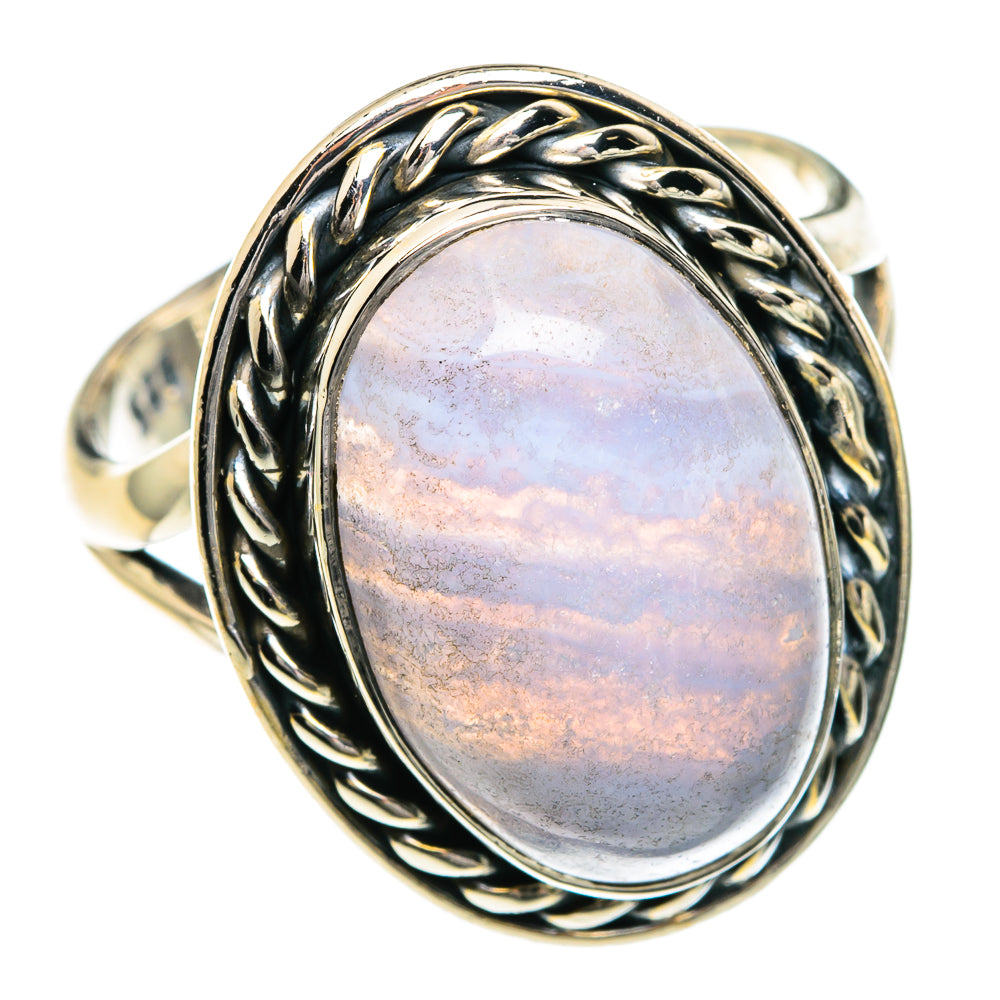 Blue Lace Agate Rings handcrafted by Ana Silver Co - RING82631