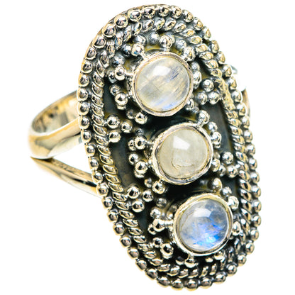 Rainbow Moonstone Rings handcrafted by Ana Silver Co - RING82658