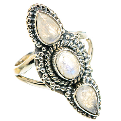 Rainbow Moonstone Rings handcrafted by Ana Silver Co - RING82659