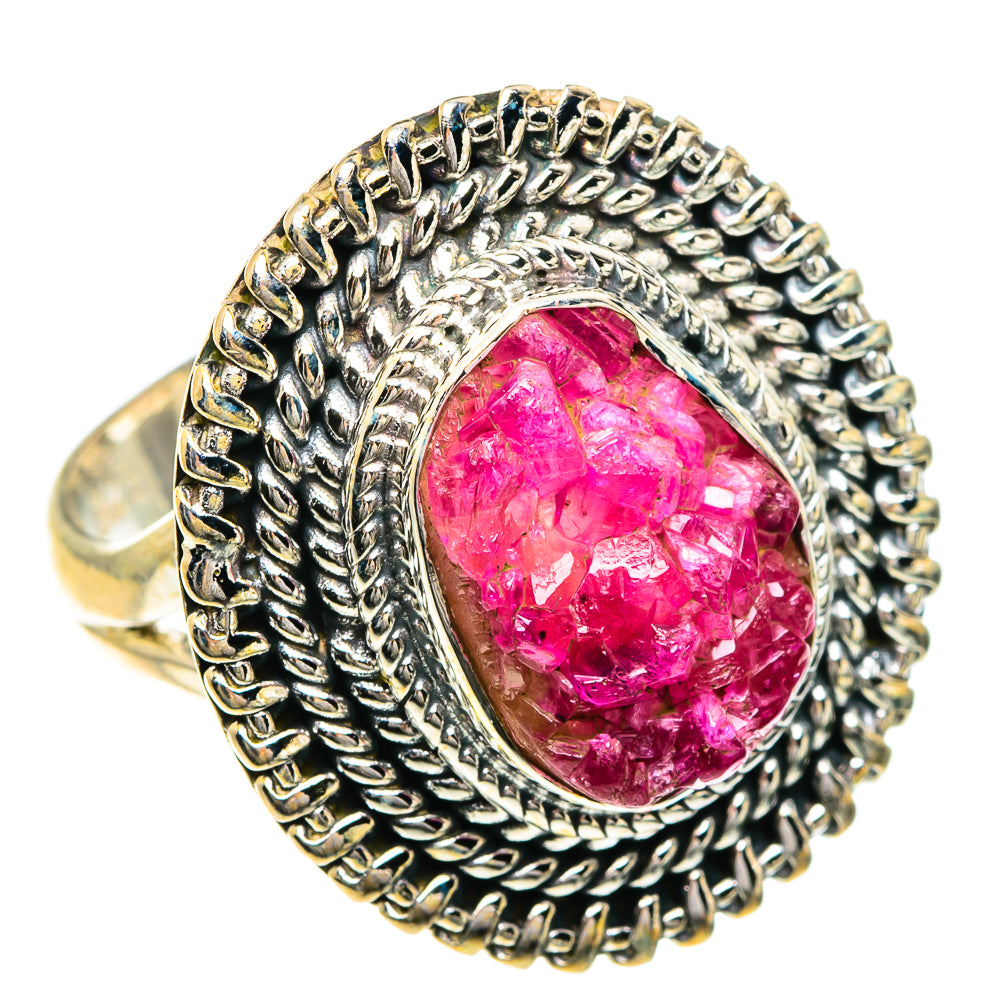 Pink Agate Druzy Rings handcrafted by Ana Silver Co - RING82685