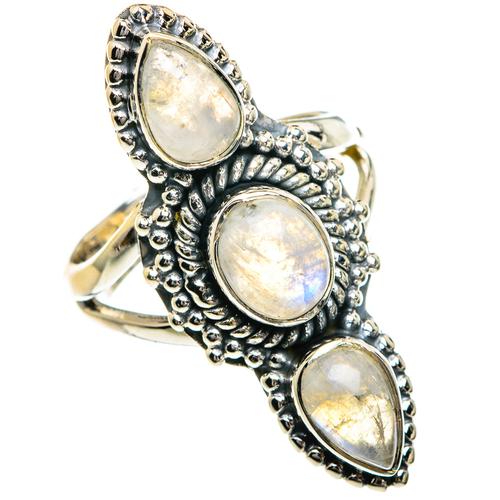 Rainbow Moonstone Rings handcrafted by Ana Silver Co - RING82690