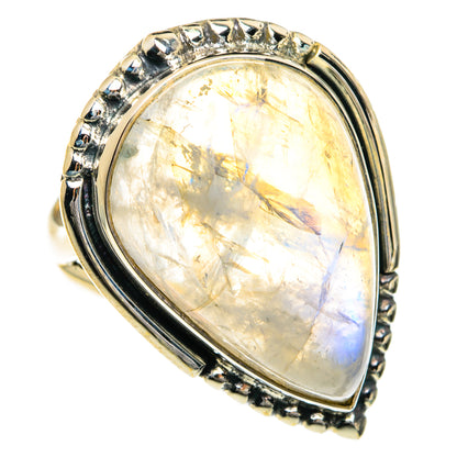 Rainbow Moonstone Rings handcrafted by Ana Silver Co - RING82691